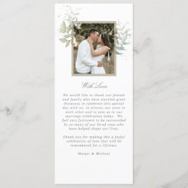 Sage green foliage Photo bruiloft Programmakaart