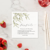 Sage Green Foliage Wedding Fun Facts Napkins Servet (Insitu)