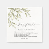 Sage Green Foliage Wedding Fun Facts Napkins Servet (Voorkant)