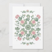 Sage Green Folk Wildflower Wedding Kaart (Achterkant)