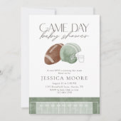 Sage Green Football Game Day Baby Shower  Kaart (Voorkant)