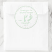 Sage Green Footprint Baby shower Hartelijk dank Ronde Sticker (Tas)