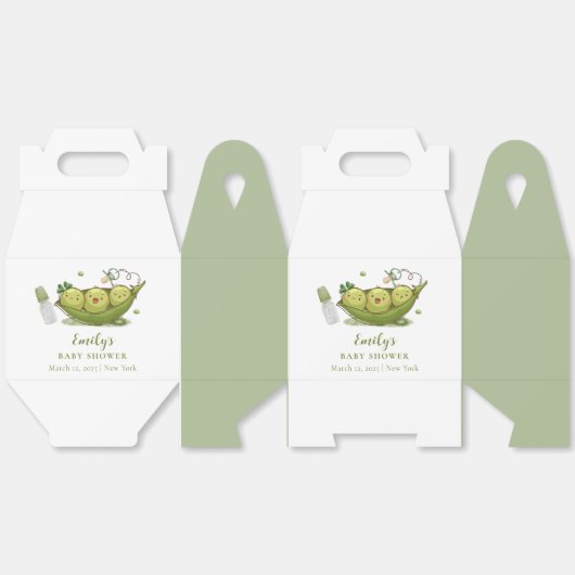 Sage Green Fopspeen Sweet Pea In Pod Baby shower Bedankdoosjes (Ongevouwen)