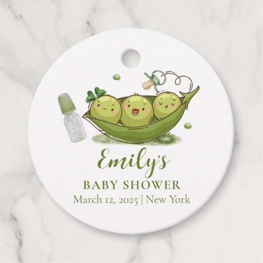 Sage Green Fopspeen Sweet Pea In Pod Baby shower Bedankjes Labels (Voorkant)