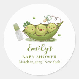 Sage Green Fopspeen Sweet Pea In Pod Baby shower Ronde Sticker