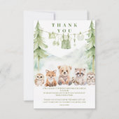 Sage Green Forest Adventure Baby Shower Bedankkaart (Voorkant)
