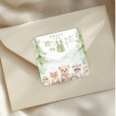 Sage Green Forest Baby Shower Favor Thank You Vierkante Sticker
