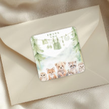 Sage Green Forest Baby Shower Favor Thank You