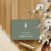 Sage green Forest Pine tree be my bridesmaid Kaart