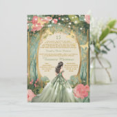 Sage Green Forest Princess Floral Spaans 15 Años Kaart (Staand voorkant)