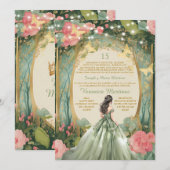 Sage Green Forest Princess Floral Spaans 15 Años Kaart (Voorkant / Achterkant)