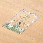 Sage Green Forest Winter Princess Mis Quince Acryl Uitnodigingen (Laagn)