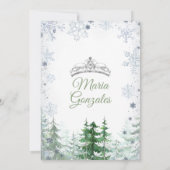 Sage Green Forest Winter Princess Mis Quince Kaart (Achterkant)