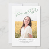 Sage Green Foto Afstuderen Aankondiging (Voorkant)
