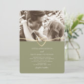 Sage Green foto bruiloft uitnodiging met QR-code (Staand voorkant)