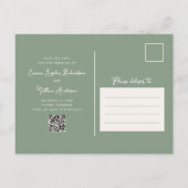 Sage Green Foto | QR-code De datum opslaan Aankondigingskaart (Achterkant)