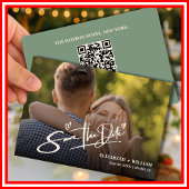 Sage Green Foto QR Code Elegant Huwelijk Save The Date