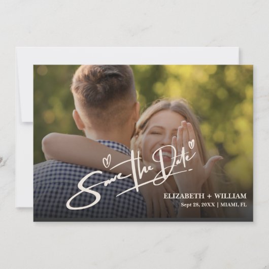 Sage Green Foto QR Code Elegant Huwelijk Save The Date (Voorkant)