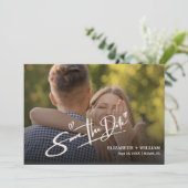 Sage Green Foto QR Code Elegant Huwelijk Save The Date (Staand voorkant)