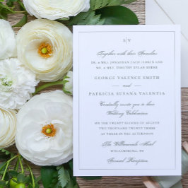 Sage Green Framed Elegant Monogram Wedding Website Kaart