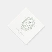Sage Green Franse Floral Crest Classic Wedding Servet (Hoek)