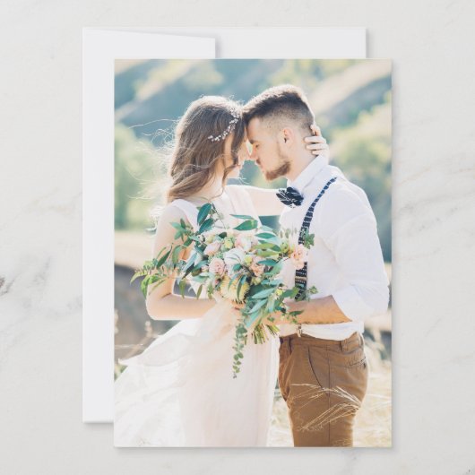 Sage Green Franse Floral Crest Trouwfoto Bedankkaart (Achterkant)