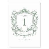 Sage Green Franse Rozen Crest Wedding Kaart (Achterkant)