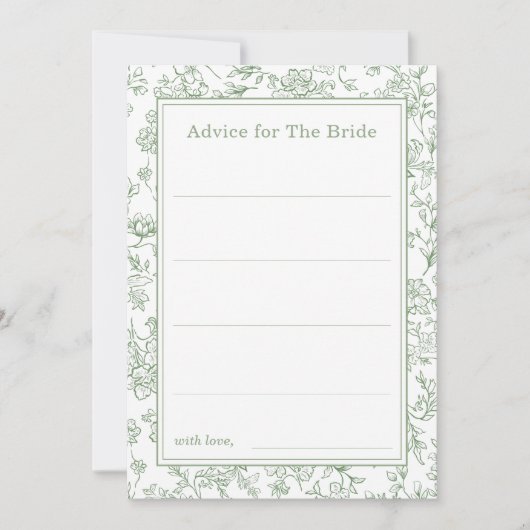 Sage Green French Advice for the Bride Kaart (Voorkant)