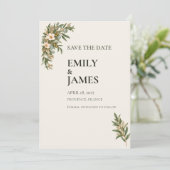 Sage Green French Botanical Wedding Save the Date (Staand voorkant)