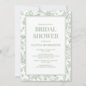 Sage Green French Chinoiserie Floral Bridal Shower Kaart (Voorkant)