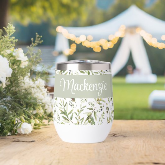 Sage Green French Country Chic Olive Name Monogram (Bruiloft (Gedraaid)  )