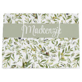 Sage Green French Country Chic Olive Name Monogram Groot Cadeauzakje (Voorkant)