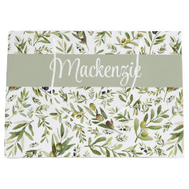 Sage Green French Country Chic Olive Name Monogram Groot Cadeauzakje
