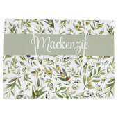 Sage Green French Country Chic Olive Name Monogram Groot Cadeauzakje (Achterkant)