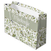 Sage Green French Country Chic Olive Name Monogram Groot Cadeauzakje (Achterkant Gekanteld)