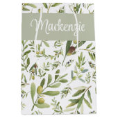 Sage Green French Country Chic Olive Name Monogram Medium Cadeauzakje (Voorkant)