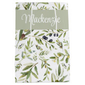 Sage Green French Country Chic Olive Name Monogram Medium Cadeauzakje (Achterkant)