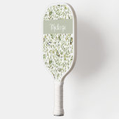 Sage Green French Country Chic Olive Name Monogram Pickleball Paddle (Links)