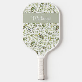 Sage Green French Country Chic Olive Name Monogram Pickleball Paddle