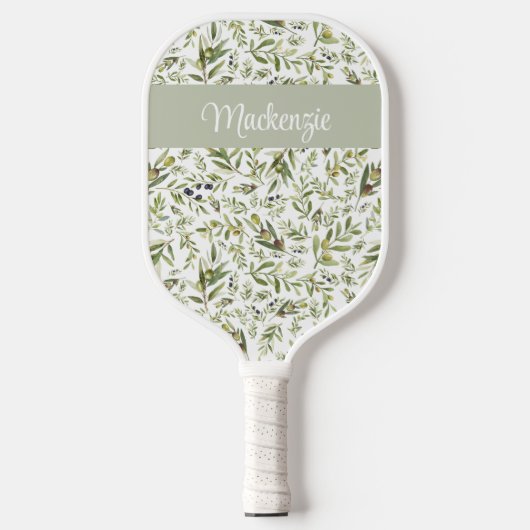 Sage Green French Country Chic Olive Name Monogram Pickleball Paddle (Voorkant)