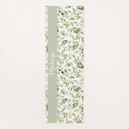 Sage Green French Country Chic Olive Name Monogram Yogamat