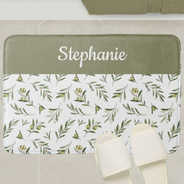 Sage Green French Country Olive Monogram Badmat