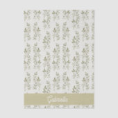 Sage green French country Olive pattern Name Tissuepapier (Voorkant)