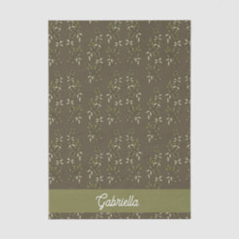 Sage green French country Olive pattern Name Tissuepapier