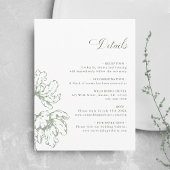 Sage Green French Floral Wedding Details Informatiekaartje