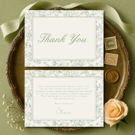 Sage Green French Ivory Bridal Shower Thank You Bedankkaart