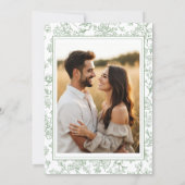 Sage Green French Toile Photo Bridal Shower Kaart (Achterkant)