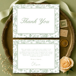 Sage Green French Vintage Floral Bridal Shower Bedankkaart