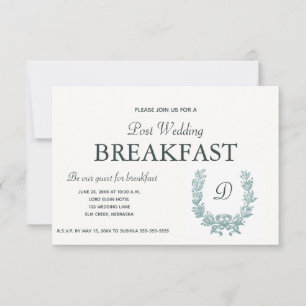  Sage Green French Wreath Breakfast RSVP Kaartje