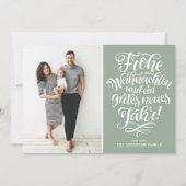 Sage Green Frohe Weihnachten Calligrafie Foto Feestdagenkaart (Voorkant)